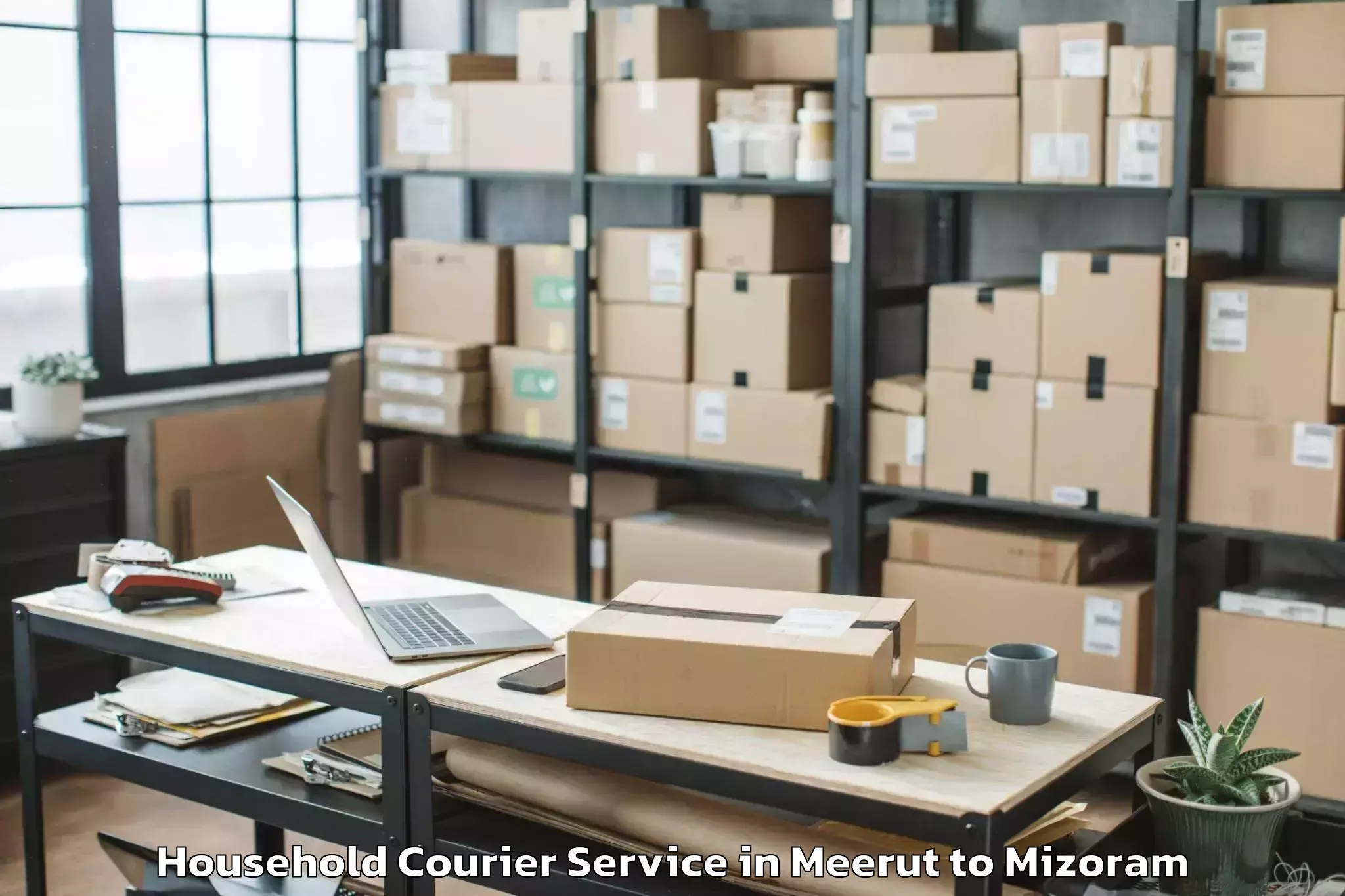 Top Meerut to Khawzawl Household Courier Available